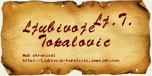 Ljubivoje Topalović vizit kartica